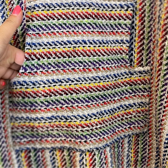 El Paso Unisex Striped Baja Hoodie Pullover Sweater Size L Colorful Beach Boho - Picture 8 of 8